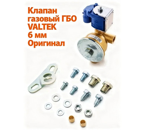 Клапан газовый ГБО VALTEK д. 6 мм катушка AMP (ОРИГИНАЛ)